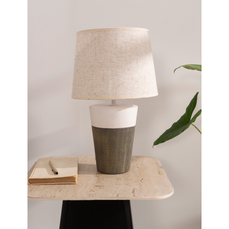 LÁMPARA DE CERÁMICA  PANTALLA LINO BEIGE 55*26*26 CM