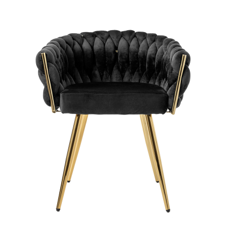 SILLA DE ASIENTO DE TERCIOPELO NEGRO Y ESTRUCTURA ORO CROMADO 75*59,5*62 CM