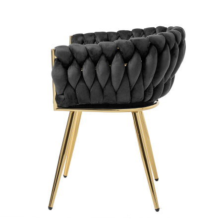 SILLA DE ASIENTO DE TERCIOPELO NEGRO Y ESTRUCTURA ORO CROMADO 75*59,5*62 CM