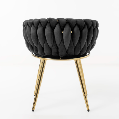 SILLA DE ASIENTO DE TERCIOPELO NEGRO Y ESTRUCTURA ORO CROMADO 75*59,5*62 CM