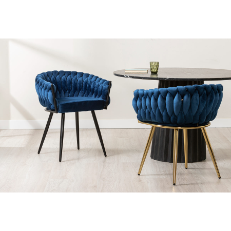 SILLA DE ASIENTO DE TERCIOPELO AZUL Y ESTRUCTURA NEGRO 75*59,5*62 CM