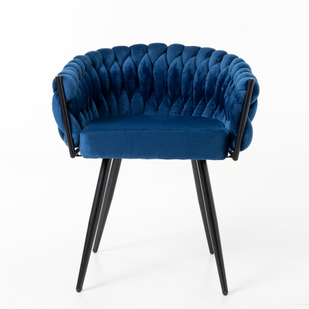 SILLA DE ASIENTO DE TERCIOPELO AZUL Y ESTRUCTURA NEGRO 75*59,5*62 CM