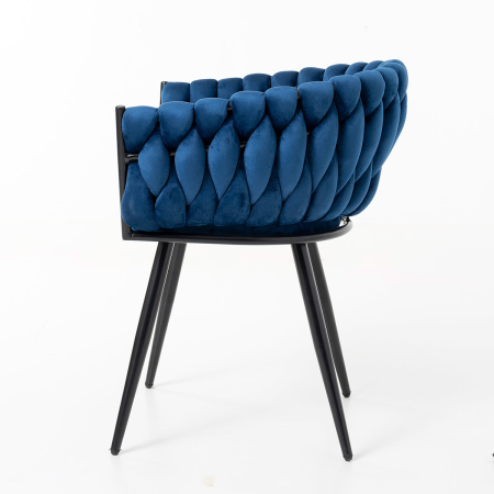 SILLA DE ASIENTO DE TERCIOPELO AZUL Y ESTRUCTURA NEGRO 75*59,5*62 CM