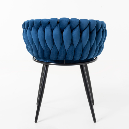 SILLA DE ASIENTO DE TERCIOPELO AZUL Y ESTRUCTURA NEGRO 75*59,5*62 CM