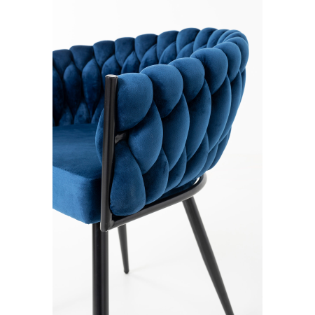 SILLA DE ASIENTO DE TERCIOPELO AZUL Y ESTRUCTURA NEGRO 75*59,5*62 CM