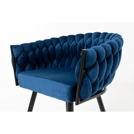 SILLA DE ASIENTO DE TERCIOPELO AZUL Y ESTRUCTURA NEGRO 75*59,5*62 CM