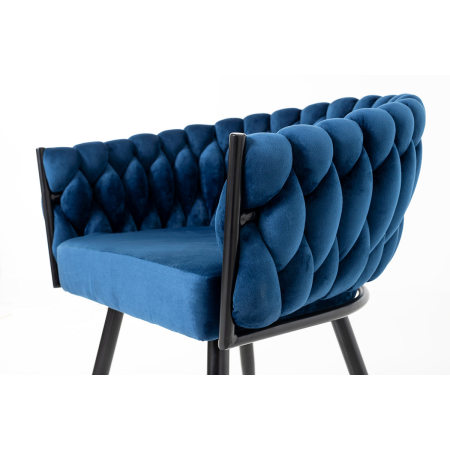 SILLA DE ASIENTO DE TERCIOPELO AZUL Y ESTRUCTURA NEGRO 75*59,5*62 CM