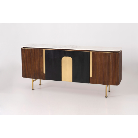 APARADOR DE MADERA DE MANGO Y MARMOL BLANCO 160X40X72 CM