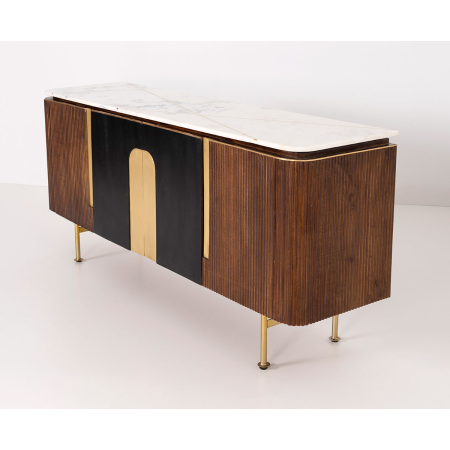 APARADOR DE MADERA DE MANGO Y MARMOL BLANCO 160X40X72 CM