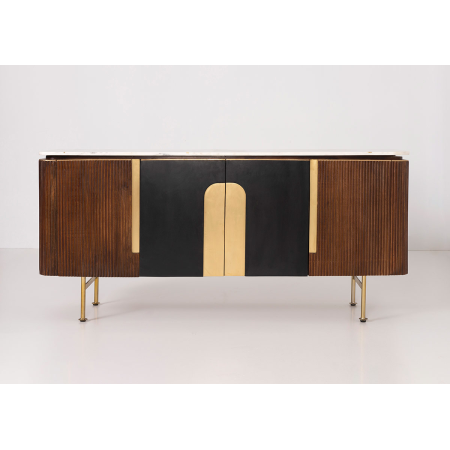 APARADOR DE MADERA DE MANGO Y MARMOL BLANCO 160X40X72 CM