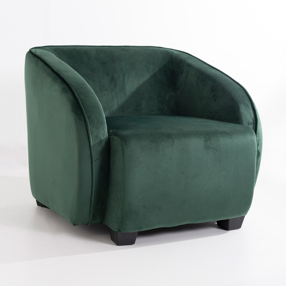 SOFÁ AZUL DE TERCIOPELO CON PATAS DE MADERA 165X89X66CM