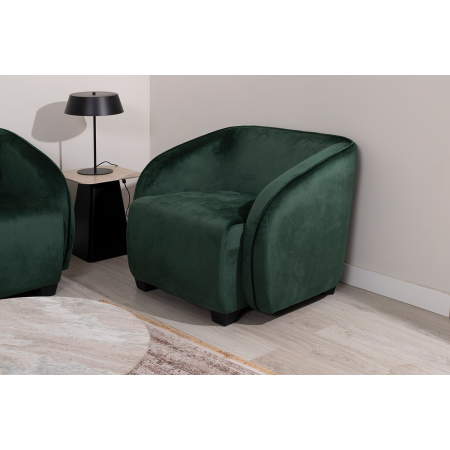 SOFÁ AZUL DE TERCIOPELO CON PATAS DE MADERA 165X89X66CM