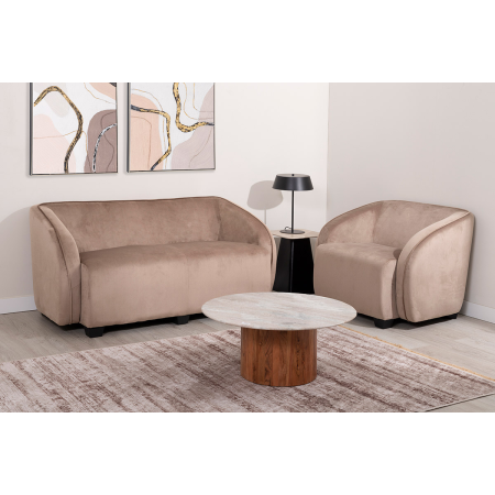 SILLÓN AZUL DE TERCIOPELO CON PATAS DE MADERA 95X89X66CM