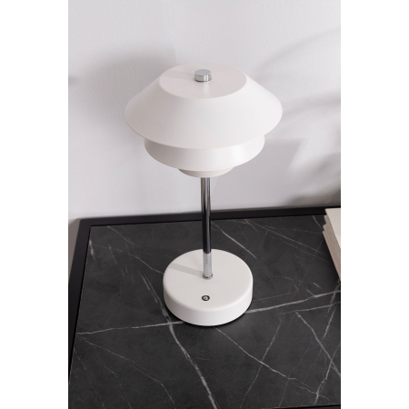 LÁMPARA PORTATIL POUL BLANCA Y PLATA. 31*17 CM