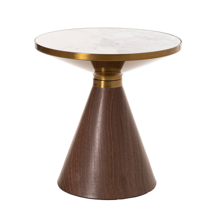 MESA AUXILIAR METAL, TAPA EFECTO MÁRMOL Y BASE EFECTO MADERA