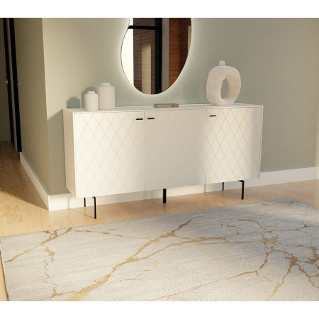 ALFOMBRA BLANCA Y ORO. 160*230 CM