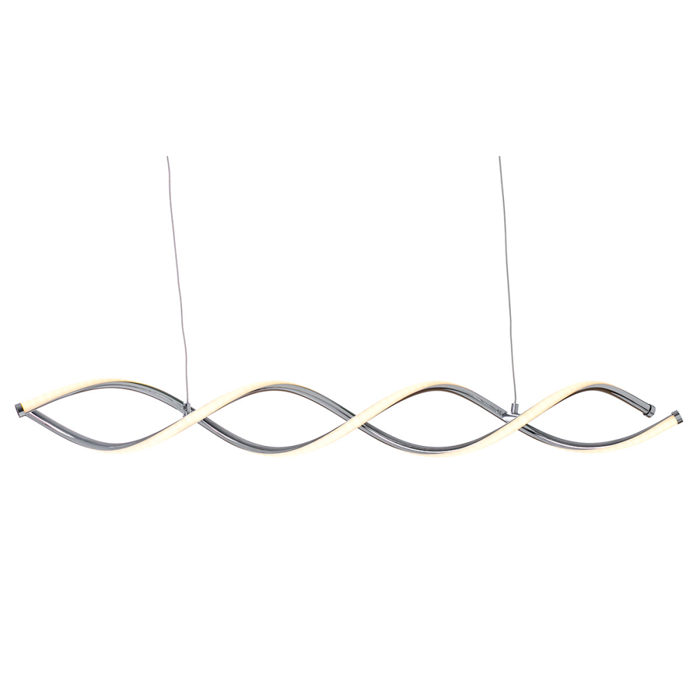 LAMPARA TECHO TIRA LED. METAL CROMADO ESPIRAL. 92*10*115 cm