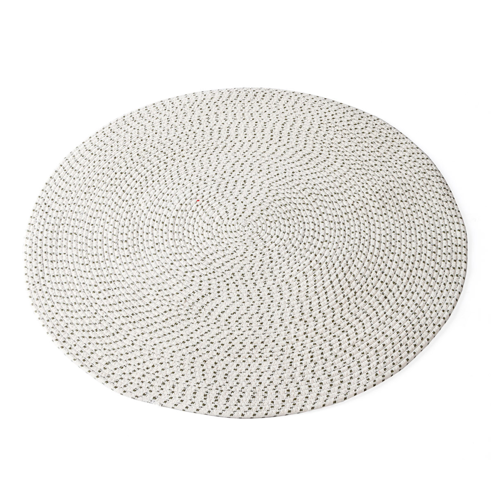 ALFOMBRA ALGODÓN DETALLES NEGROS. 80 cm diametro