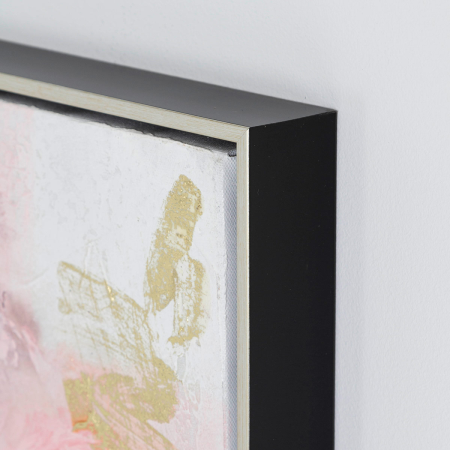 SET DE 2 CUADROS ABSTRACTOS AL OLEO PINTADOS A MANO CON MARCO PLATEADO. 2 X (70x70cm)