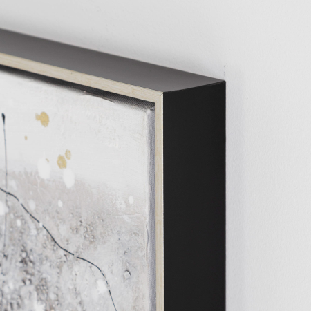 SET DE 2 CUADROS ABSTRACTOS AL OLEO PINTADOS A MANO CON MARCO PLATEADO. 2 X (70x70cm)