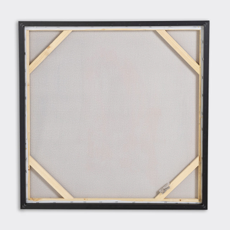 SET DE 2 CUADROS ABSTRACTOS AL OLEO PINTADOS A MANO CON MARCO PLATEADO. 2 X (70x70cm)