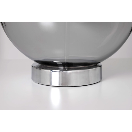 LÁMPARA BASE CRISTAL PLATA BRILLO, PANTALLA SEDA BLANCA