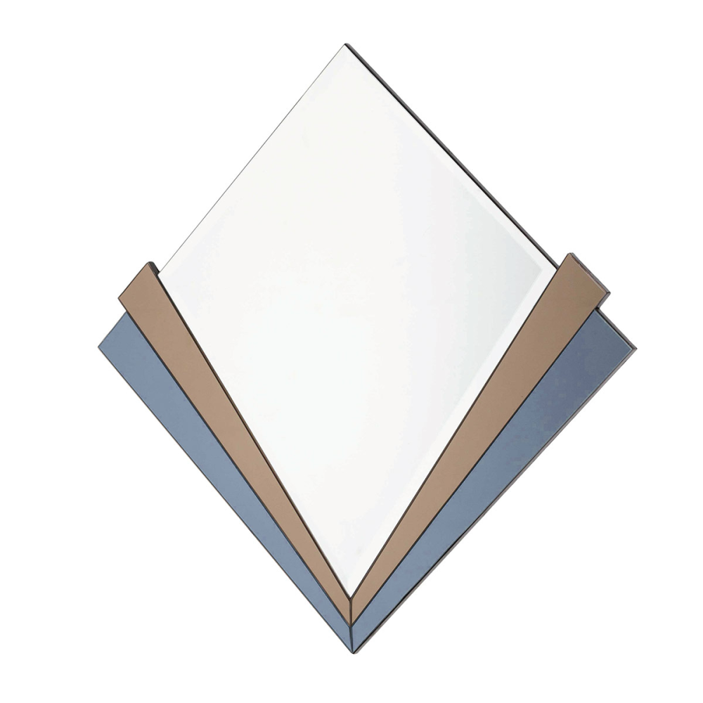 ESPEJO ART DECO. MARCO ESPEJO TONO MARRÓN Y AZUL. 90x90cm