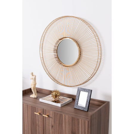 ESPEJO REDONDO METAL DORADO. 76x76cm