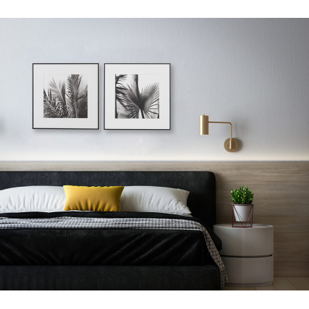 SET 2 LÁMINAS IMPRESA 50x50cm HOJA PALMERA BLANCO Y NEGRO 1. MARCO NEGRO