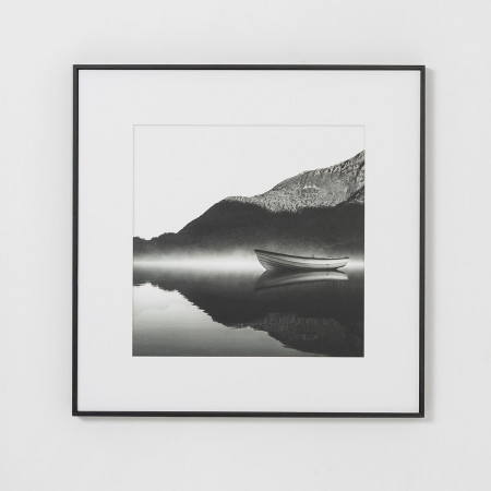 SET 2 LÁMINAS IMPRESA 50x50cm HOJA PALMERA BLANCO Y NEGRO 1. MARCO NEGRO