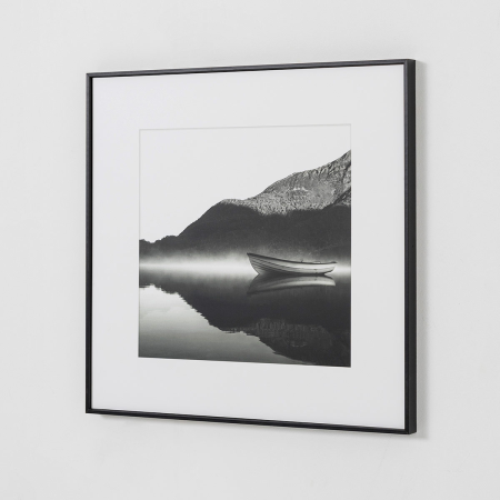 SET 2 LÁMINAS IMPRESA 50x50cm HOJA PALMERA BLANCO Y NEGRO 1. MARCO NEGRO