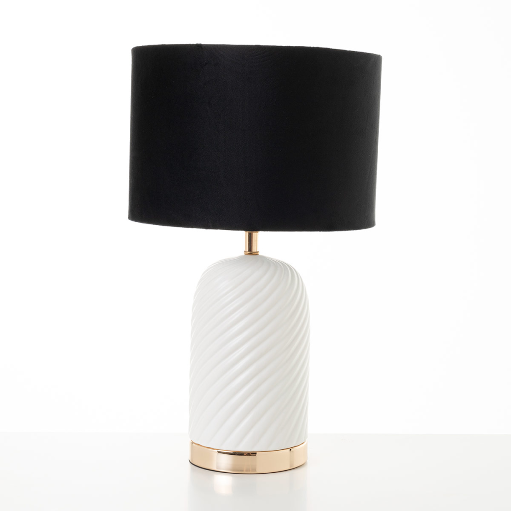 LÁMPARA CERÁMICA PANTALLA TERCIOPELO NEGRO 58*28*28CM