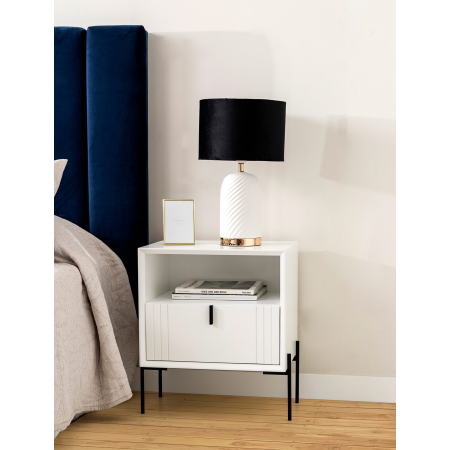 LÁMPARA CERÁMICA PANTALLA TERCIOPELO NEGRO 58*28*28CM