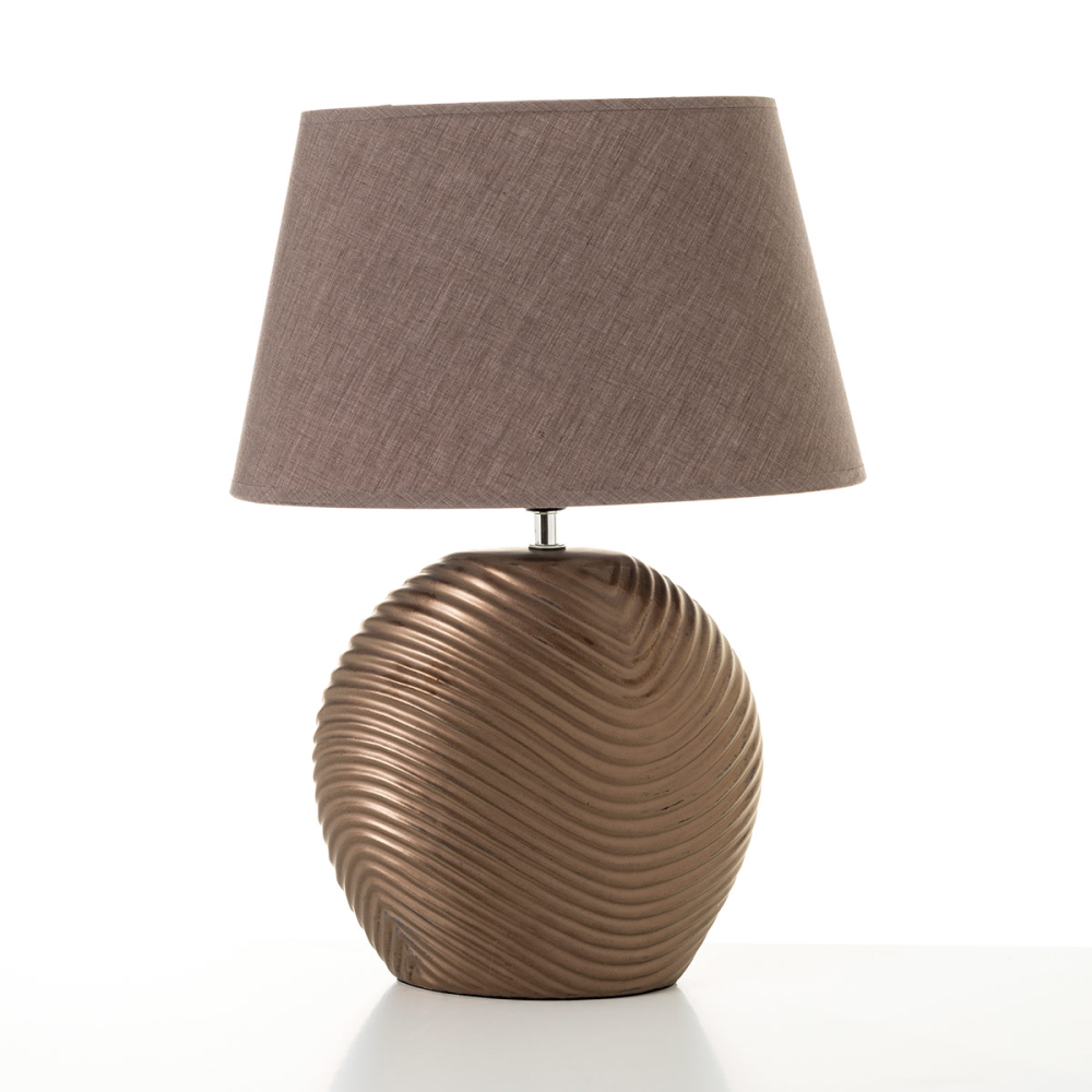 LÁMPARA CERÁMICA PANTALLA MARRÓN 48*33*33 CM