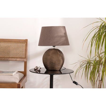 LÁMPARA CERÁMICA PANTALLA MARRÓN 48*33*33 CM