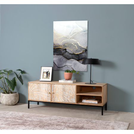 MUEBLE DE TV MANGO CON PATAS DE METAL 2 PUERTAS + 2 HUECOS 140*40*50 CM