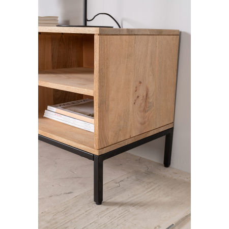 MUEBLE DE TV MANGO CON PATAS DE METAL 2 PUERTAS + 2 HUECOS 140*40*50 CM