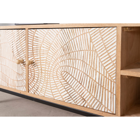 MUEBLE DE TV MANGO CON PATAS DE METAL 2 PUERTAS + 2 HUECOS 140*40*50 CM