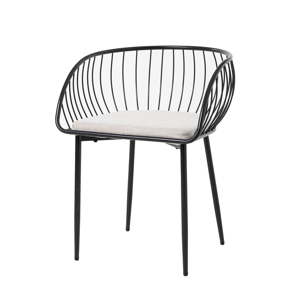 SILLA DE ASIENTO EN TERCIOPELO BEIGE Y ESTRUCTURA NEGRO 80*55*57 CM