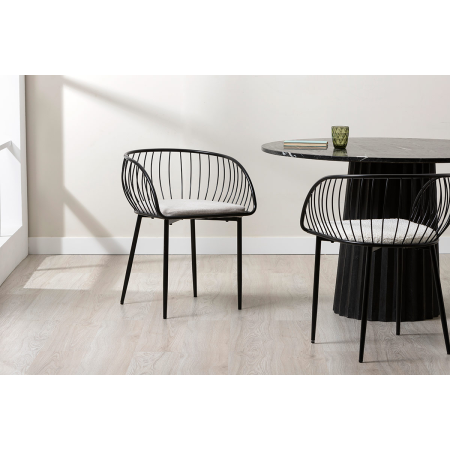 SILLA DE ASIENTO EN TERCIOPELO BEIGE Y ESTRUCTURA NEGRO 80*55*57 CM