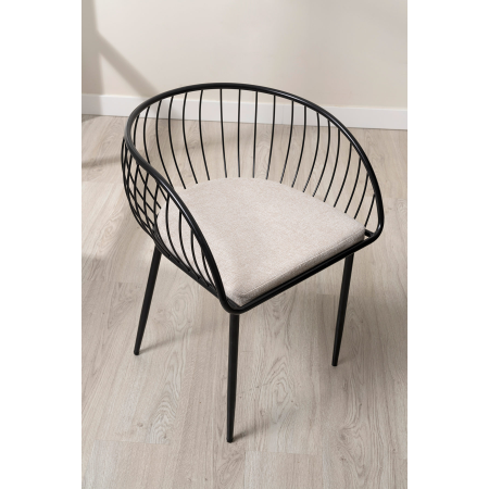 SILLA DE ASIENTO EN TERCIOPELO BEIGE Y ESTRUCTURA NEGRO 80*55*57 CM