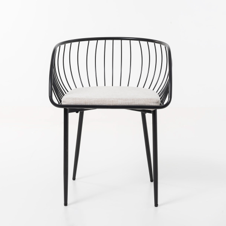 SILLA DE ASIENTO EN TERCIOPELO BEIGE Y ESTRUCTURA NEGRO 80*55*57 CM