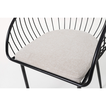 SILLA DE ASIENTO EN TERCIOPELO BEIGE Y ESTRUCTURA NEGRO 80*55*57 CM