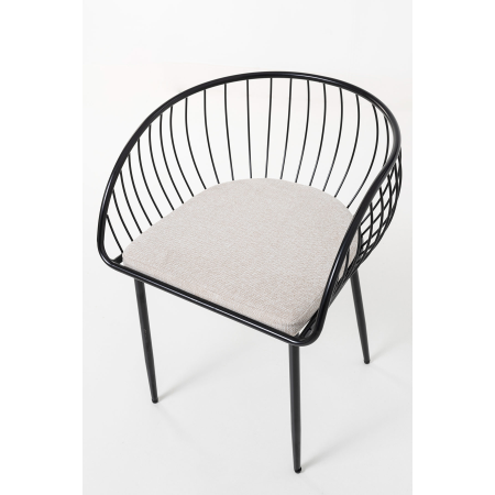 SILLA DE ASIENTO EN TERCIOPELO BEIGE Y ESTRUCTURA NEGRO 80*55*57 CM