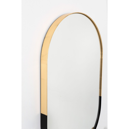 ESPEJO OVALADO MARCO NEGRO MATE Y ORO 100X60X4cm