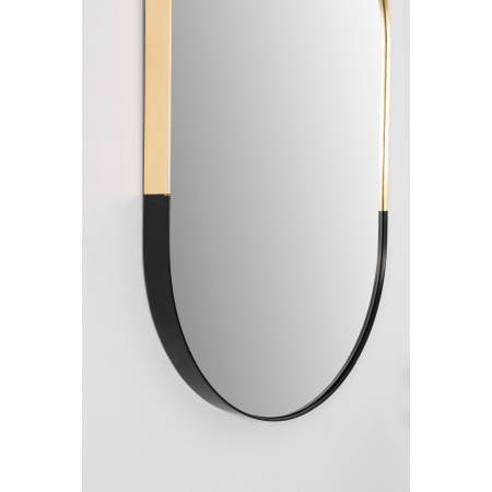 ESPEJO OVALADO MARCO NEGRO MATE Y ORO 100X60X4cm
