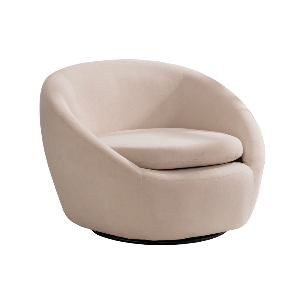 SILLON GIRATORIO 360º, TELA BLANCO HUESO. 68*83*95 CM