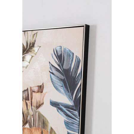 CUADRO IMPRESO Y AL ÓLEO, MARCO PLATA 80X120X3,5 CM