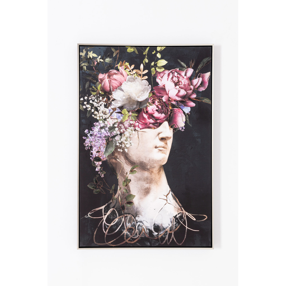 SET DE 2 CUADROS IMPRESOS Y AL ÓLEO, MARCO PLATA 60x90x3,5. 120X90 CM