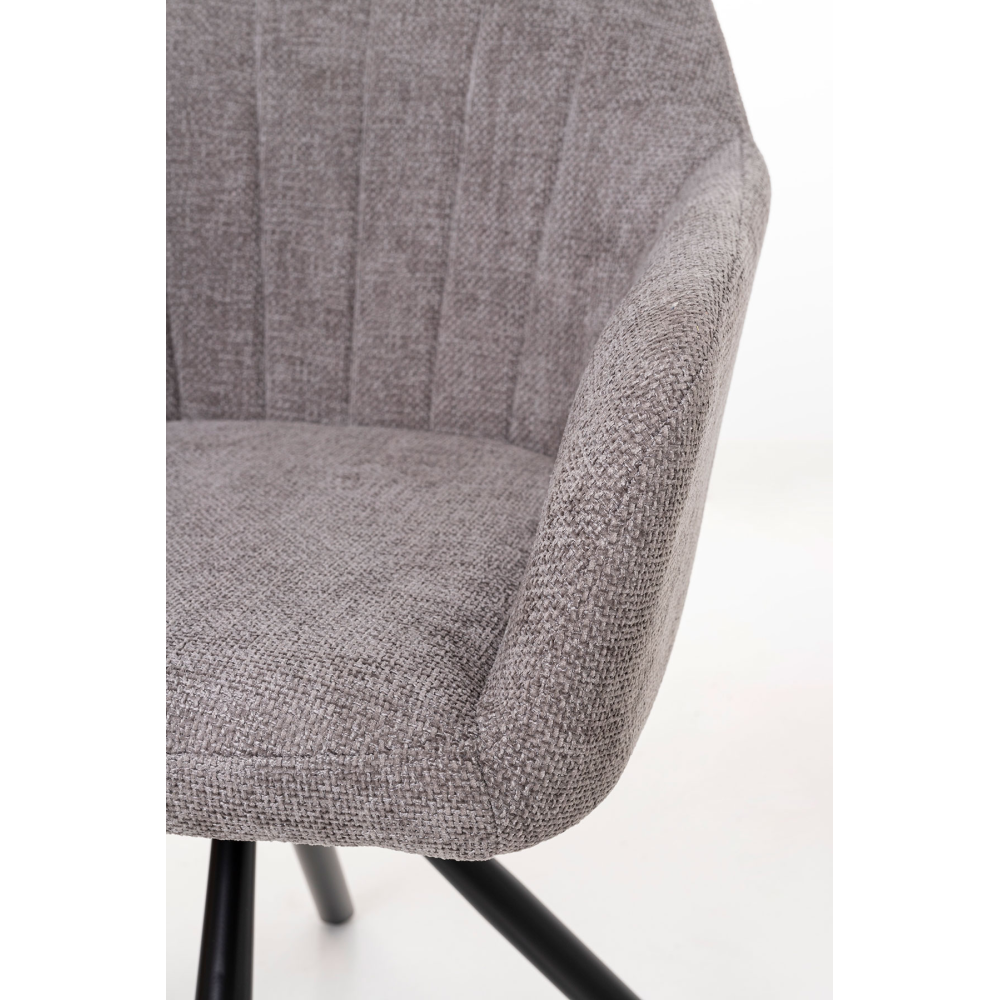 SILLA CLAIRE GIRATORIA 360º. TAPIZADO BEIGE, PATAS METAL NEGRO